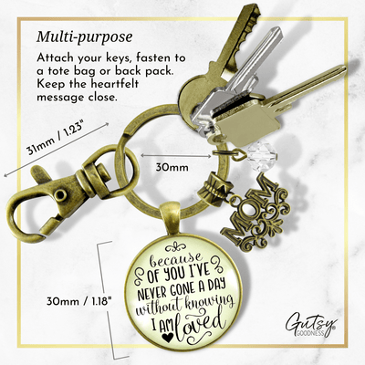 Mom Keychain Because Of You I've Never Gone Without Love Gift From Blessed Daughter Jewelry - Gutsy Goodness