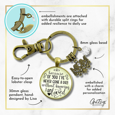 Mom Keychain Because Of You I've Never Gone Without Love Gift From Blessed Daughter Jewelry - Gutsy Goodness