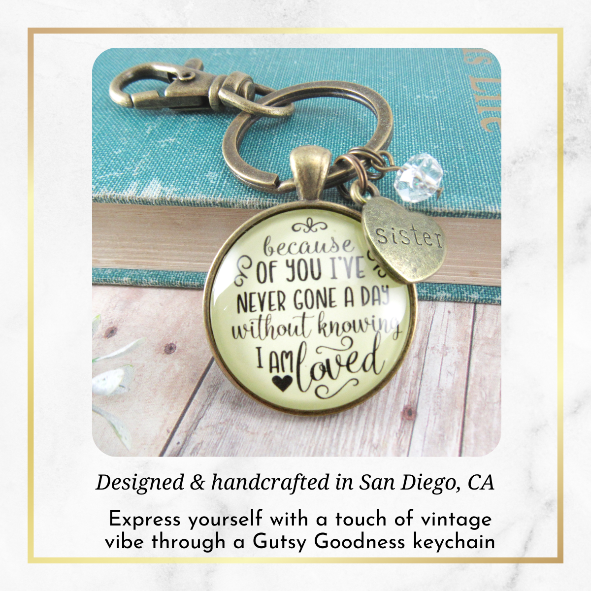 Sister Keychain Because of Your Love Gift Family Womens Jewelry - Gutsy Goodness Handmade Jewelry;Sister Keychain Because Of Your Love Gift Family Womens Jewelry - Gutsy Goodness Handmade Jewelry Gifts