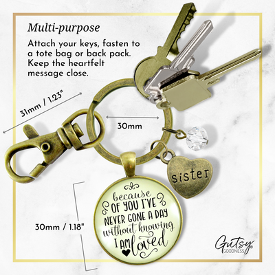 Sister Keychain Because of Your Love Gift Family Womens Jewelry - Gutsy Goodness Handmade Jewelry;Sister Keychain Because Of Your Love Gift Family Womens Jewelry - Gutsy Goodness Handmade Jewelry Gifts