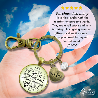 Sister Keychain Because of Your Love Gift Family Womens Jewelry - Gutsy Goodness Handmade Jewelry;Sister Keychain Because Of Your Love Gift Family Womens Jewelry - Gutsy Goodness Handmade Jewelry Gifts