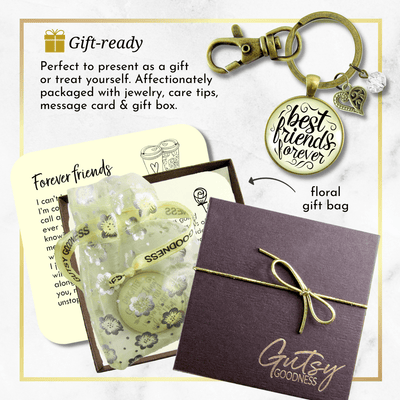 BFF Heart Keychain Best Friends Forever Always Womens Gift Jewelry - Gutsy Goodness