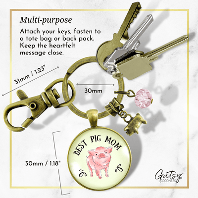 Pig Mom Keychain Country Inspired Womens Pig Lover Gift Jewelry - Gutsy Goodness Handmade Jewelry;Pig Mom Keychain Country Inspired Womens Pig Lover Gift Jewelry - Gutsy Goodness Handmade Jewelry Gifts