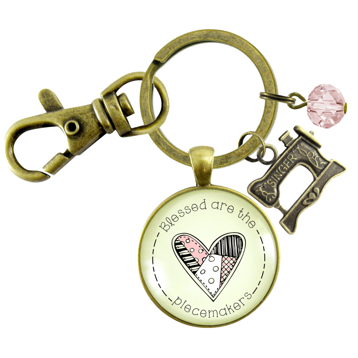 Blessed are Piecemakers Keychain Quilter Faith Quote Jewelry Sew Charm - Gutsy Goodness