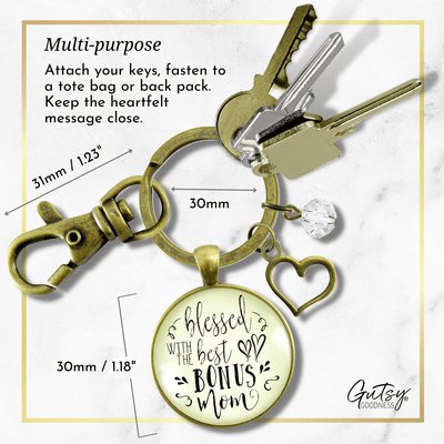 Best Bonus Mom Keychain Thank You Mother Womens Jewelry Gift - Gutsy Goodness Handmade Jewelry;Best Bonus Mom Keychain Thank You Mother Womens Jewelry Gift - Gutsy Goodness Handmade Jewelry Gifts