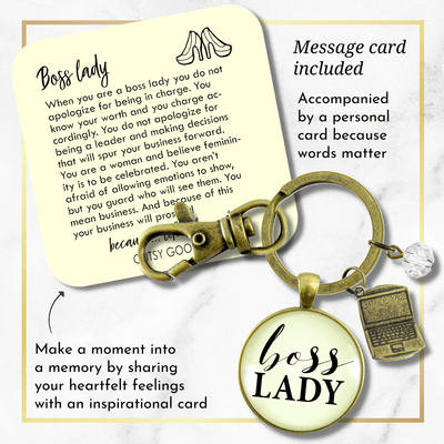 Boss Lady Keychain Empowered Word Working Women Gift Charm - Gutsy Goodness