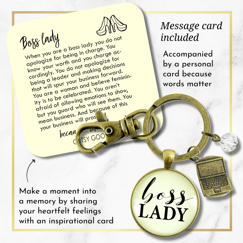 Boss Lady Keychain Empowered Word Working Women Gift Charm - Gutsy Goodness