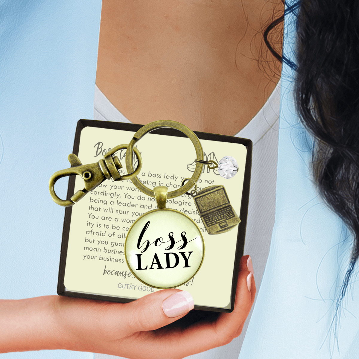 Boss Lady Keychain Empowered Word Working Women Gift Charm - Gutsy Goodness