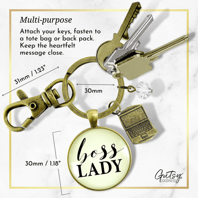 Boss Lady Keychain Empowered Word Working Women Gift Charm - Gutsy Goodness