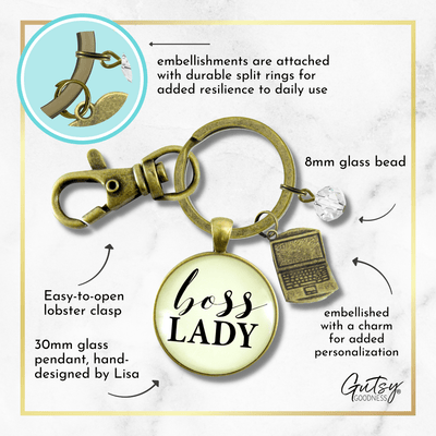 Boss Lady Keychain Empowered Word Working Women Gift Charm - Gutsy Goodness