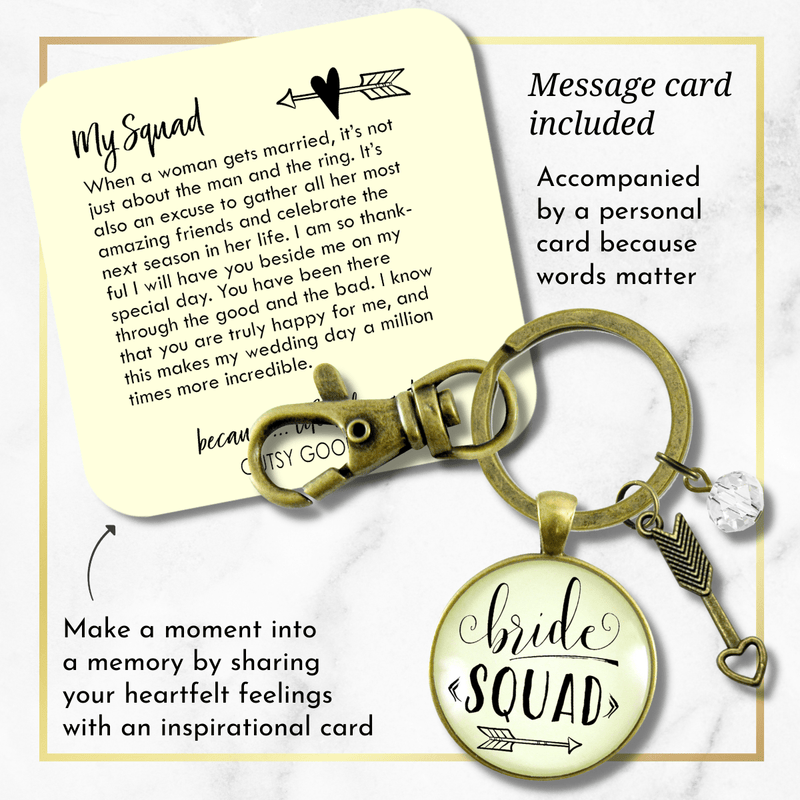 Bride Squad Keychain Bridesmaid Wedding Womens Jewelry Gift Bachelorette Party Arrow - Gutsy Goodness Handmade Jewelry;Bride Squad Keychain Bridesmaid Wedding Womens Jewelry Gift Bachelorette Party Arrow - Gutsy Goodness Handmade Jewelry Gifts