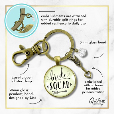 Bride Squad Keychain Bridesmaid Wedding Womens Jewelry Gift Bachelorette Party Arrow - Gutsy Goodness Handmade Jewelry;Bride Squad Keychain Bridesmaid Wedding Womens Jewelry Gift Bachelorette Party Arrow - Gutsy Goodness Handmade Jewelry Gifts