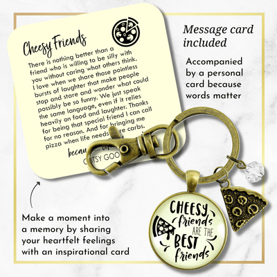 Pizza Friendship Keychain Cheesy Friends Are The Best Friends Jewelry Women Charm - Gutsy Goodness Handmade Jewelry;Pizza Friendship Keychain Cheesy Friends Are The Best Friends Jewelry Women Charm - Gutsy Goodness Handmade Jewelry Gifts