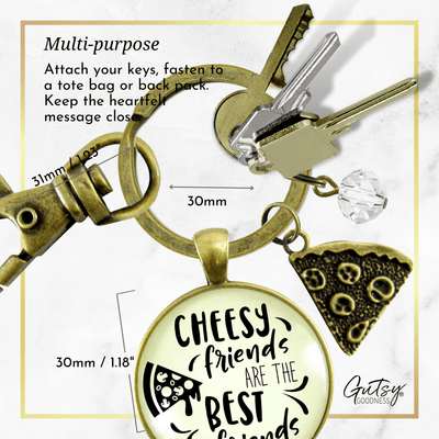 Pizza Friendship Keychain Cheesy Friends Are The Best Friends Jewelry Women Charm - Gutsy Goodness Handmade Jewelry;Pizza Friendship Keychain Cheesy Friends Are The Best Friends Jewelry Women Charm - Gutsy Goodness Handmade Jewelry Gifts
