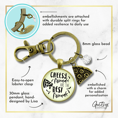 Pizza Friendship Keychain Cheesy Friends Are The Best Friends Jewelry Women Charm - Gutsy Goodness Handmade Jewelry;Pizza Friendship Keychain Cheesy Friends Are The Best Friends Jewelry Women Charm - Gutsy Goodness Handmade Jewelry Gifts