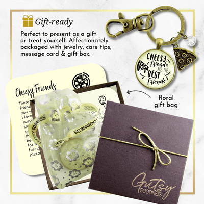 Pizza Friendship Keychain Cheesy Friends Are The Best Friends Jewelry Women Charm - Gutsy Goodness Handmade Jewelry;Pizza Friendship Keychain Cheesy Friends Are The Best Friends Jewelry Women Charm - Gutsy Goodness Handmade Jewelry Gifts
