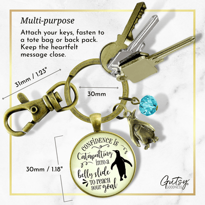 Penguin Keychain Confidence Is Catapulting Into A Belly Slide Jewelry Gift - Gutsy Goodness
