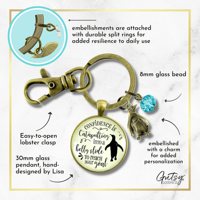 Penguin Keychain Confidence Is Catapulting Into A Belly Slide Jewelry Gift - Gutsy Goodness
