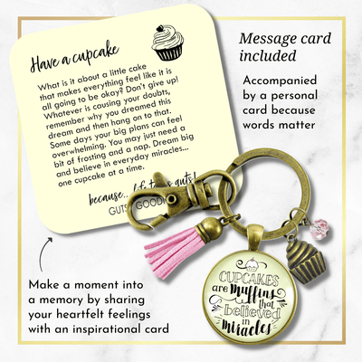Cupcake Keychain Muffins Believed Miracles Baker Life Cake Jewelry - Gutsy Goodness