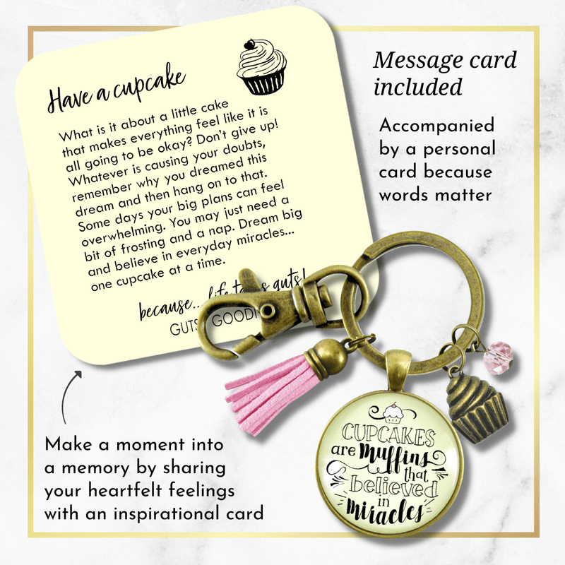 Cupcake Keychain Muffins Believed Miracles Baker Life Cake Jewelry - Gutsy Goodness