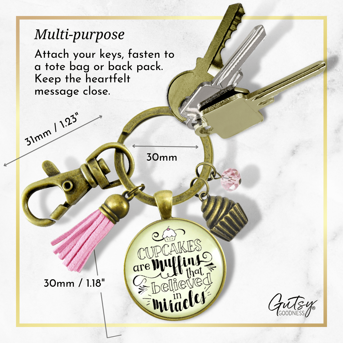 Cupcake Keychain Muffins Believed Miracles Baker Life Cake Jewelry - Gutsy Goodness