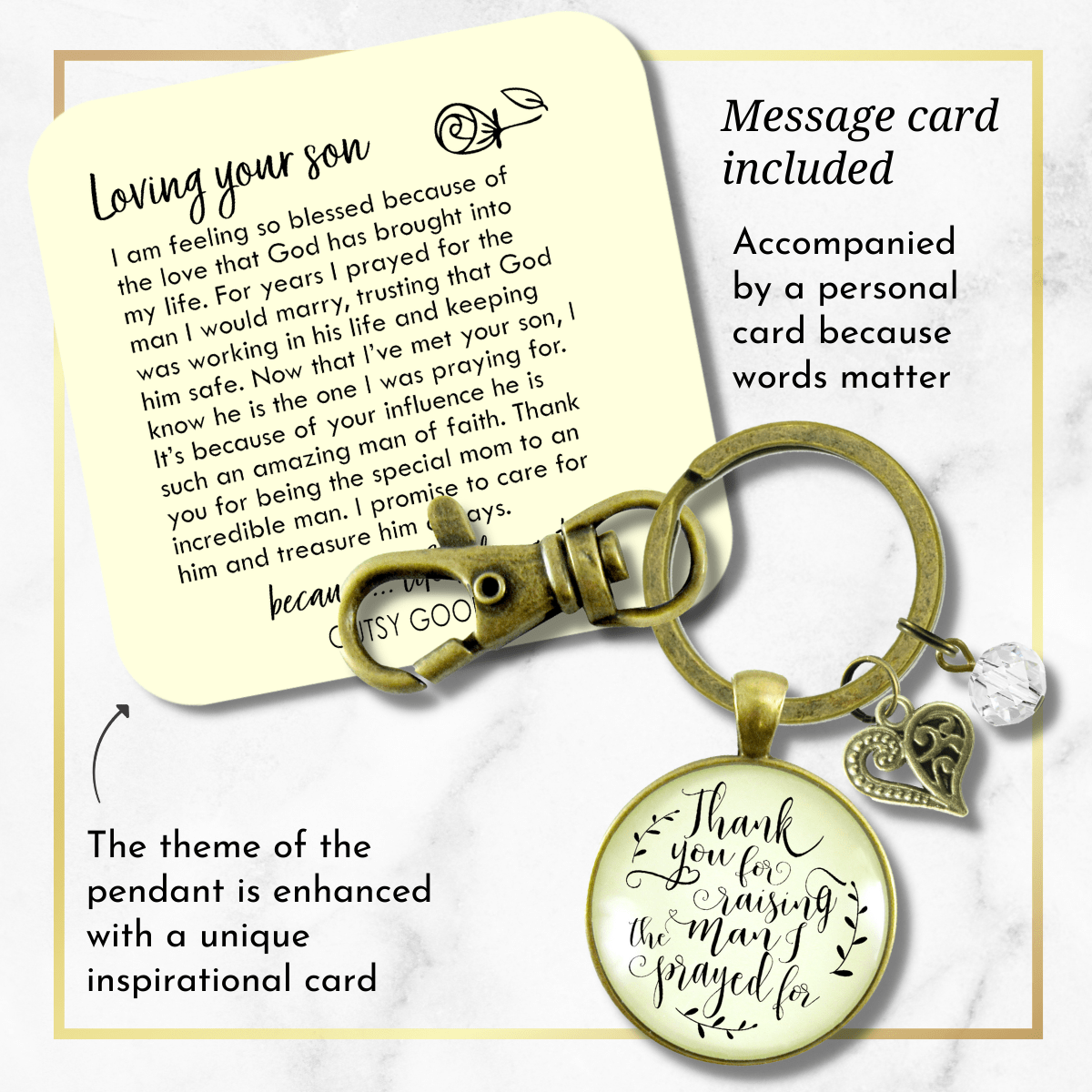 To Her Mother in Law Keychain Thank You Raising Man I Prayed For Christian Wedding Gift - Gutsy Goodness