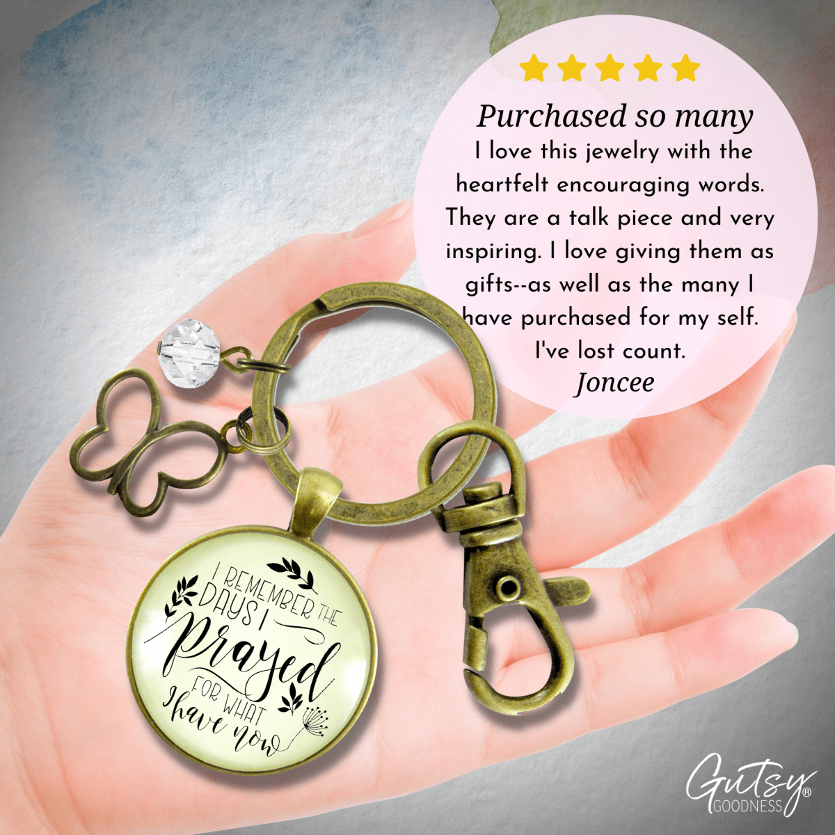 Grateful Keychain I Remember The Days I Prayed Blessed Thankful Jewelry For Women Butterfly - Gutsy Goodness