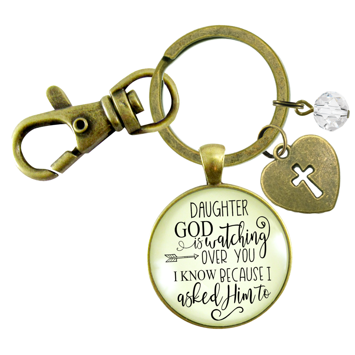 To Daughter Keychain He is Watching Over You Love From Mom Jewelry Gift - Gutsy Goodness Handmade Jewelry;To Daughter Keychain He Is Watching Over You Love From Mom Jewelry Gift - Gutsy Goodness Handmade Jewelry Gifts