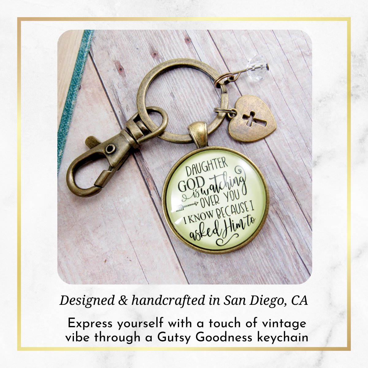 To Daughter Keychain He is Watching Over You Love From Mom Jewelry Gift - Gutsy Goodness Handmade Jewelry;To Daughter Keychain He Is Watching Over You Love From Mom Jewelry Gift - Gutsy Goodness Handmade Jewelry Gifts