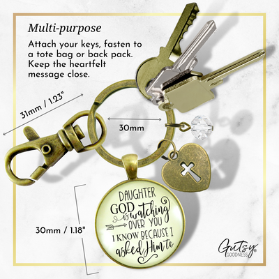 To Daughter Keychain He is Watching Over You Love From Mom Jewelry Gift - Gutsy Goodness Handmade Jewelry;To Daughter Keychain He Is Watching Over You Love From Mom Jewelry Gift - Gutsy Goodness Handmade Jewelry Gifts