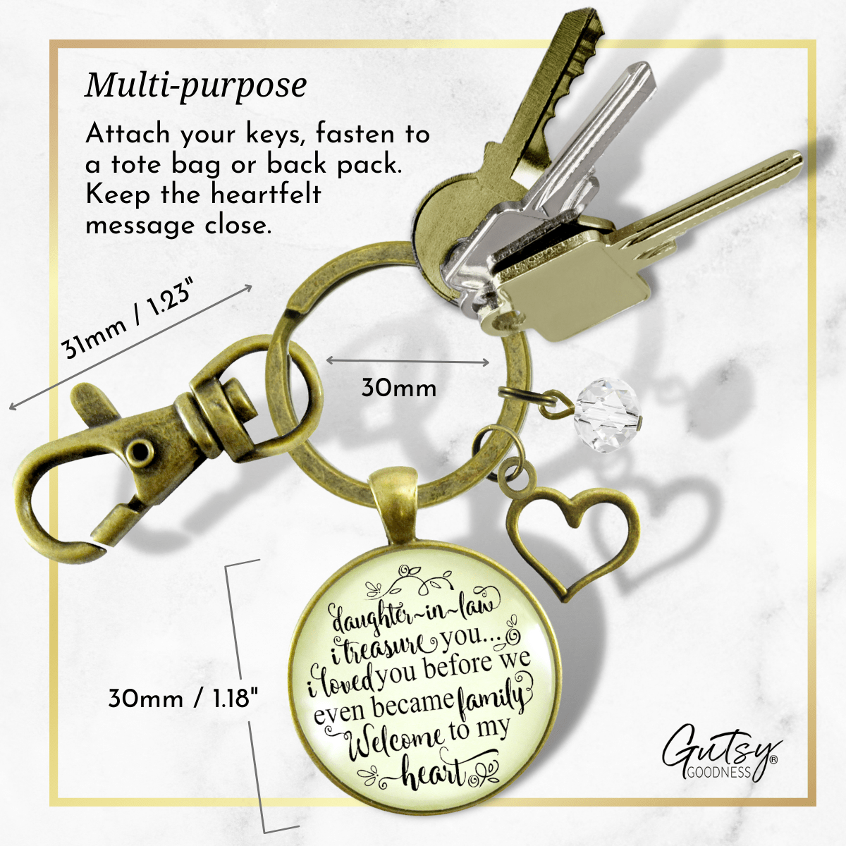 Daughter In Law Keychain I Treasure You Love Family Welcome Meaningful Jewelry - Gutsy Goodness Handmade Jewelry;Daughter In Law Keychain I Treasure You Love Family Welcome Meaningful Jewelry - Gutsy Goodness Handmade Jewelry Gifts
