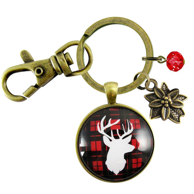 Deer Antler Keychain Buffalo Red Hunter Plaid Christmas Jewelry  Keychain - Women - Gutsy Goodness Handmade Jewelry