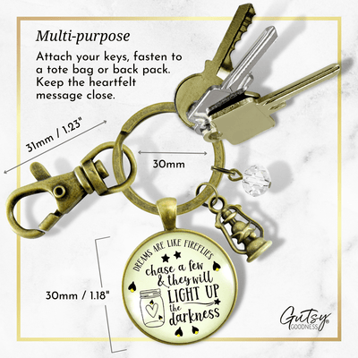 Firefly Keychain Dreams Like Fireflies Southern Rustic Country Womens Jewelry Lantern - Gutsy Goodness