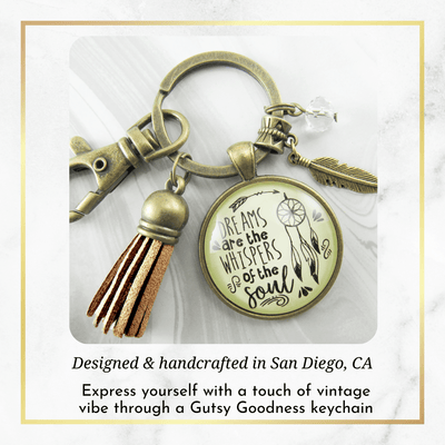 Dreamcatcher Keychain Dreams Are Whispers Native American Boho Inspired Tassel - Gutsy Goodness