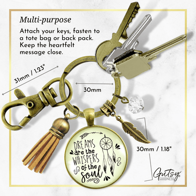 Dreamcatcher Keychain Dreams Are Whispers Native American Boho Inspired Tassel - Gutsy Goodness