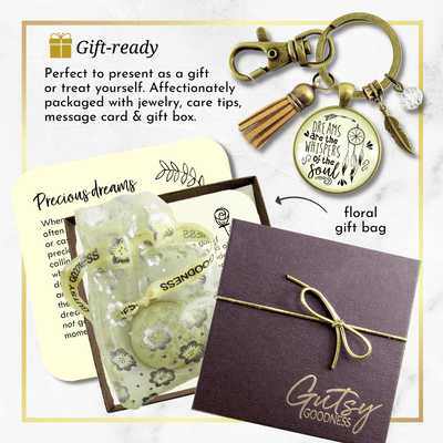 Dreamcatcher Keychain Dreams Are Whispers Native American Boho Inspired Tassel - Gutsy Goodness