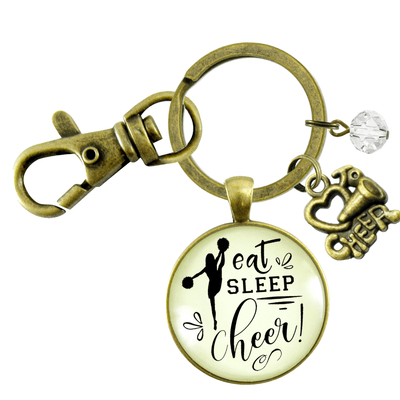 Cheerleader Keychain Eat Sleep Cheer Inspirational Quote Jewelry Gift Megaphone Charm - Gutsy Goodness Handmade Jewelry;Cheerleader Keychain Eat Sleep Cheer Inspirational Quote Jewelry Gift Megaphone Charm - Gutsy Goodness Handmade Jewelry Gifts