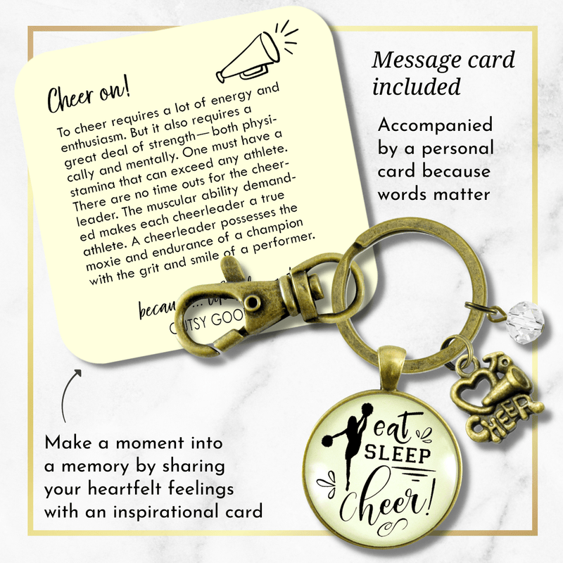 Cheerleader Keychain Eat Sleep Cheer Inspirational Quote Jewelry Gift Megaphone Charm - Gutsy Goodness Handmade Jewelry;Cheerleader Keychain Eat Sleep Cheer Inspirational Quote Jewelry Gift Megaphone Charm - Gutsy Goodness Handmade Jewelry Gifts