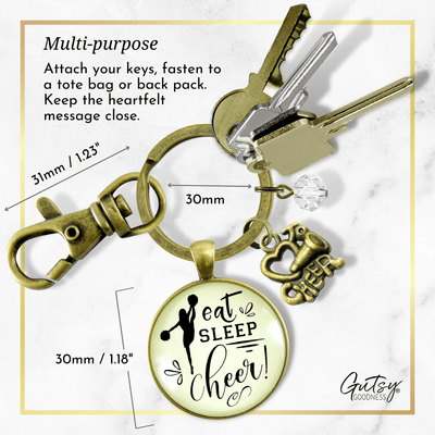 Cheerleader Keychain Eat Sleep Cheer Inspirational Quote Jewelry Gift Megaphone Charm - Gutsy Goodness Handmade Jewelry;Cheerleader Keychain Eat Sleep Cheer Inspirational Quote Jewelry Gift Megaphone Charm - Gutsy Goodness Handmade Jewelry Gifts