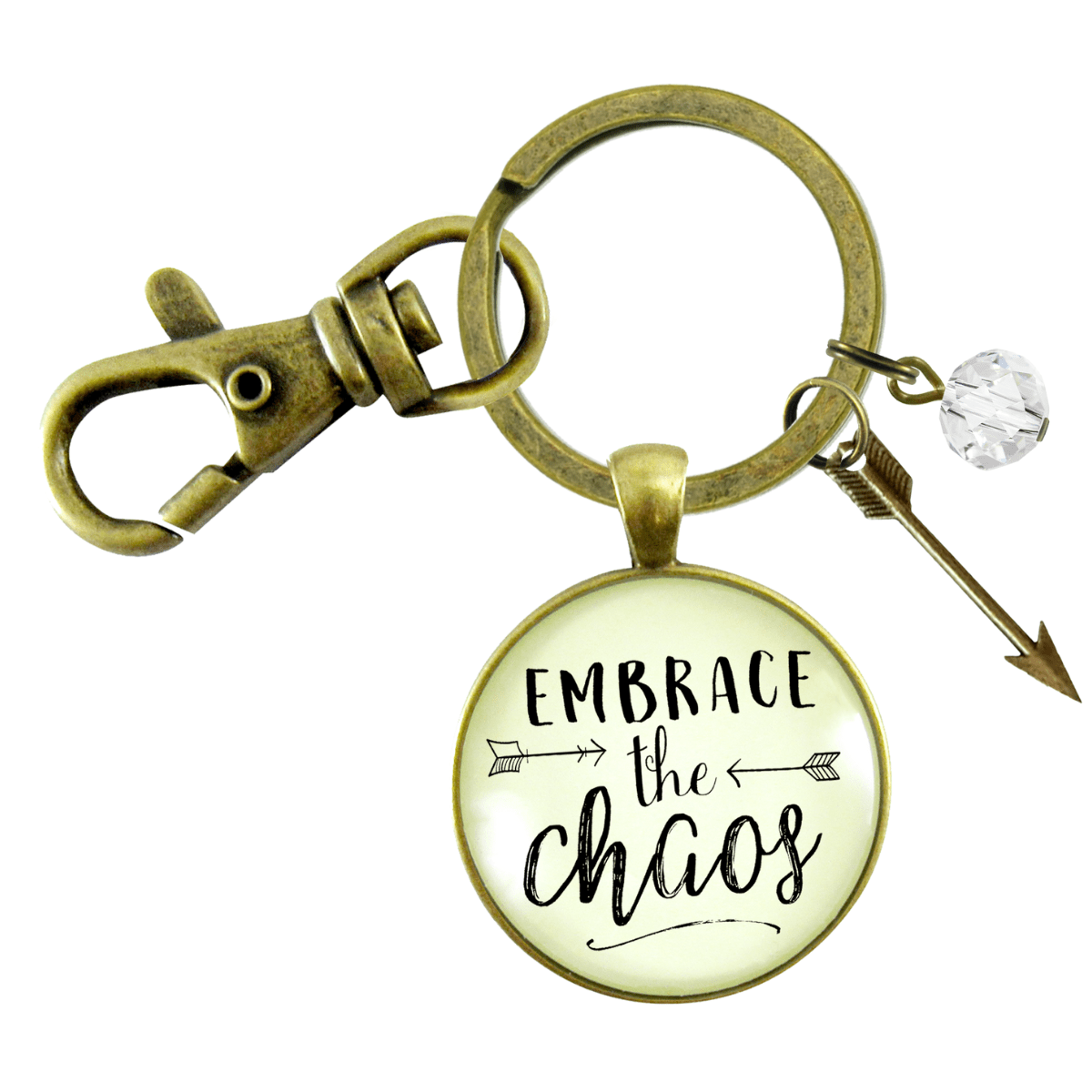 Embrace the Chaos Keychain Motivational Boho Jewelry Arrow Charm - Gutsy Goodness