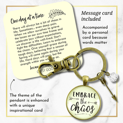 Embrace the Chaos Keychain Motivational Boho Jewelry Arrow Charm - Gutsy Goodness