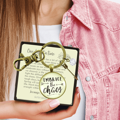 Embrace the Chaos Keychain Motivational Boho Jewelry Arrow Charm - Gutsy Goodness