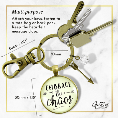 Embrace the Chaos Keychain Motivational Boho Jewelry Arrow Charm - Gutsy Goodness