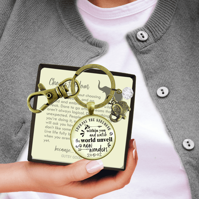 Elephant Keychain Embrace Strength Within You Empower Boho Jewelry Mantra Pendant - Gutsy Goodness Handmade Jewelry;Elephant Keychain Embrace Strength Within You Empower Boho Jewelry Mantra Pendant - Gutsy Goodness Handmade Jewelry Gifts