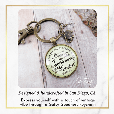 Elephant Keychain Embrace Strength Within You Empower Boho Jewelry Mantra Pendant - Gutsy Goodness Handmade Jewelry;Elephant Keychain Embrace Strength Within You Empower Boho Jewelry Mantra Pendant - Gutsy Goodness Handmade Jewelry Gifts