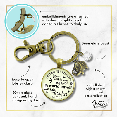 Elephant Keychain Embrace Strength Within You Empower Boho Jewelry Mantra Pendant - Gutsy Goodness Handmade Jewelry;Elephant Keychain Embrace Strength Within You Empower Boho Jewelry Mantra Pendant - Gutsy Goodness Handmade Jewelry Gifts