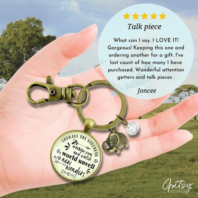 Elephant Keychain Embrace Strength Within You Empower Boho Jewelry Mantra Pendant - Gutsy Goodness Handmade Jewelry;Elephant Keychain Embrace Strength Within You Empower Boho Jewelry Mantra Pendant - Gutsy Goodness Handmade Jewelry Gifts