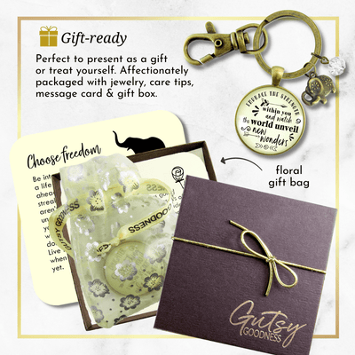 Elephant Keychain Embrace Strength Within You Empower Boho Jewelry Mantra Pendant - Gutsy Goodness Handmade Jewelry;Elephant Keychain Embrace Strength Within You Empower Boho Jewelry Mantra Pendant - Gutsy Goodness Handmade Jewelry Gifts