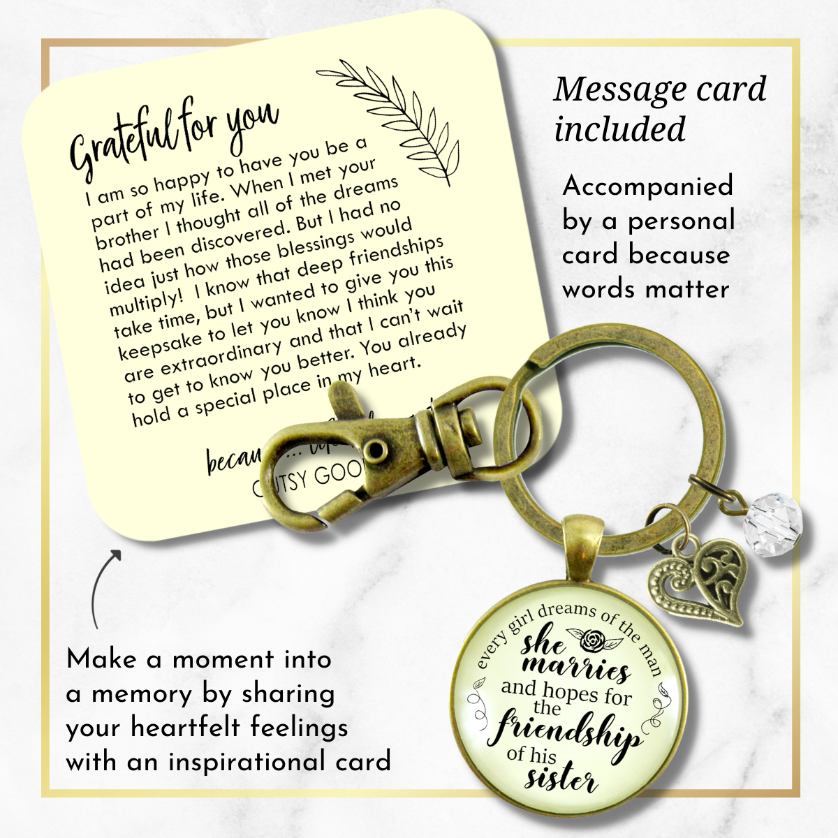 Sister-In-Law Keychain I Dream of New Sister Wedding Day Gift From Bride Jewelry Gift - Gutsy Goodness Handmade Jewelry;Sister-In-Law Keychain I Dream Of New Sister Wedding Day Gift From Bride Jewelry Gift - Gutsy Goodness Handmade Jewelry Gifts