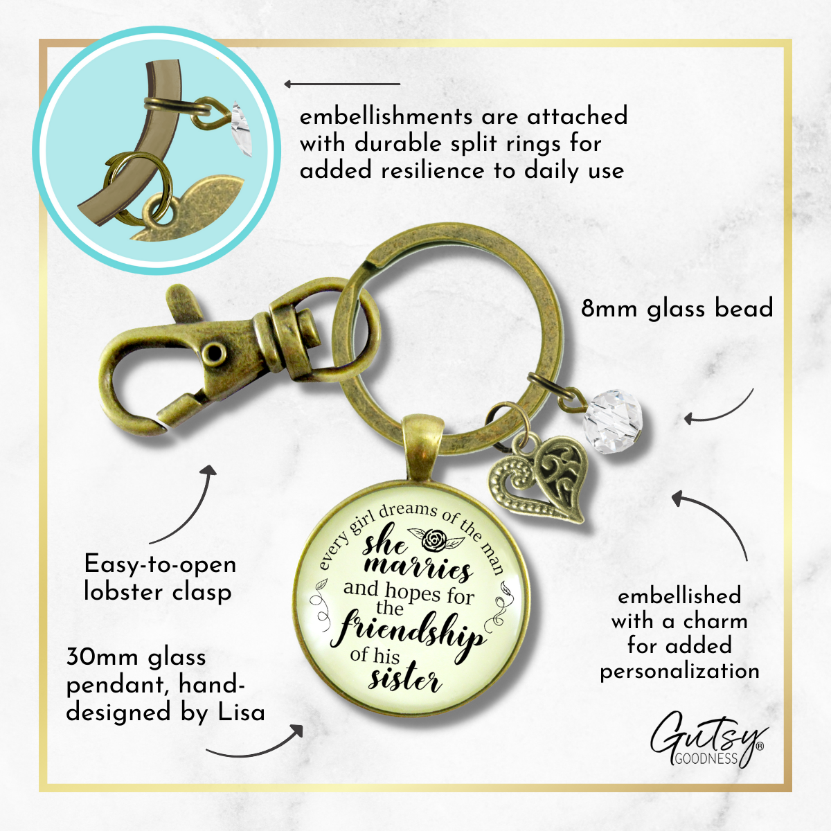 Sister-In-Law Keychain I Dream of New Sister Wedding Day Gift From Bride Jewelry Gift - Gutsy Goodness Handmade Jewelry;Sister-In-Law Keychain I Dream Of New Sister Wedding Day Gift From Bride Jewelry Gift - Gutsy Goodness Handmade Jewelry Gifts